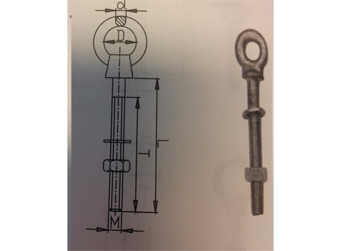 Hovedbilde Øyebolt m/mutter fast 6x50mm